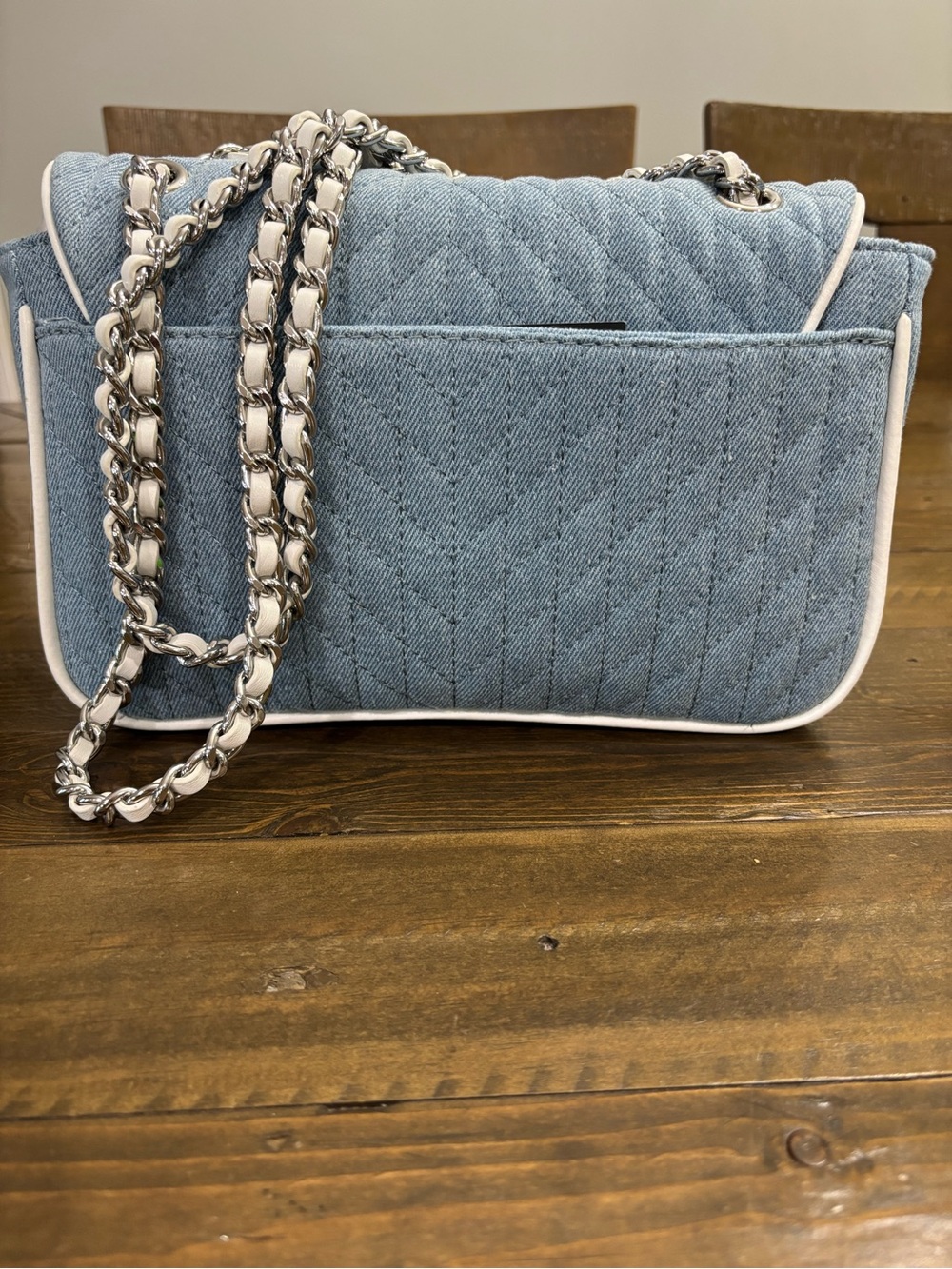 Karl Lagerfeld Agyness Light wash Denim Shoulder Bag - Picture 3 of 12